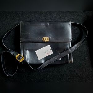 Salvatore Ferragamo Black Crossbody Bag with Gold Accents